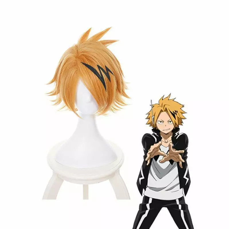 Cosplay Clans Anime My Hero Academia Denki Kaminari Short Blond Cosplay Wigs With Free Headwear 3 Cosplay Clans Anime My Hero Academia Denki Kaminari Short Blond Cosplay Wigs With Free Headwear