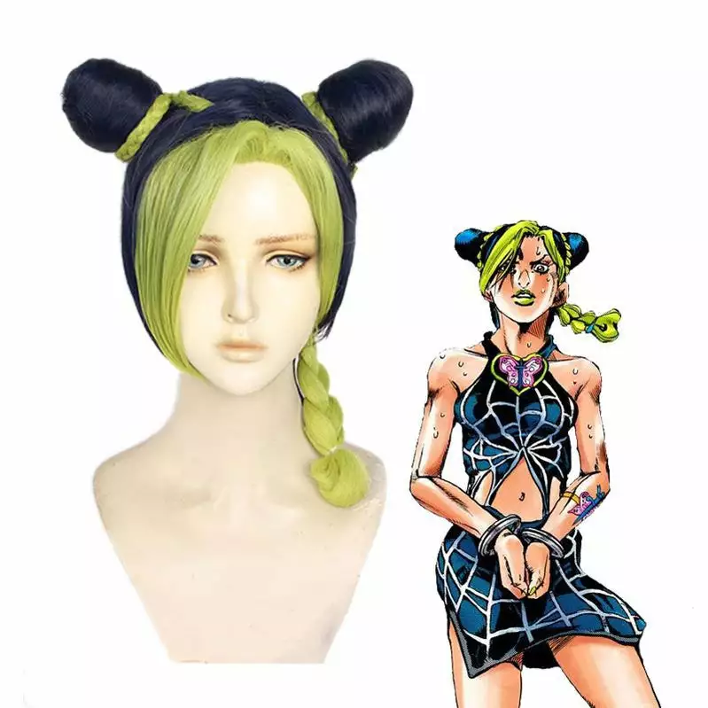 Cosplay Clans Anime JoJo's Bizarre Adventure Stone Ocean Jolyne Cujoh Mixed Light Green Cosplay Wigs 3 Cosplay Clans Anime JoJo's Bizarre Adventure Stone Ocean Jolyne Cujoh Mixed Light Green Cosplay Wigs