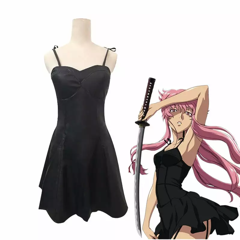 Cosplay Clans Anime Future Diary Yuno Gasai Black Leahter Dress Cosplay Costume 3 Cosplay Clans Anime Future Diary Yuno Gasai Black Leahter Dress Cosplay Costume
