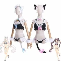 Cosplay Clans Anime Nekopara Chocola Vanilla Maid Swimsuit Halloween Cosplay Costumes