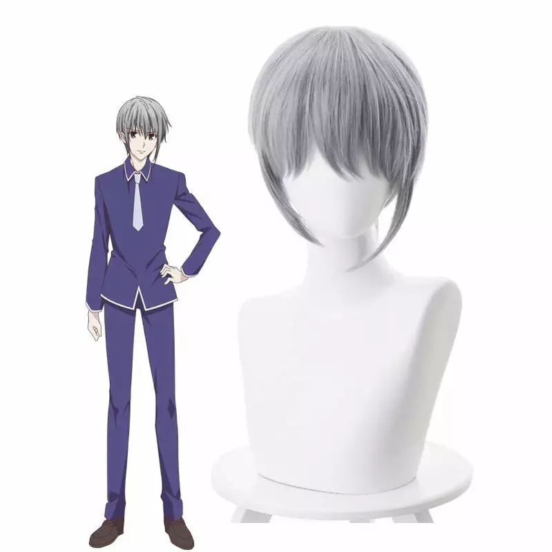 Cosplay Clans Anime Fruits Basket Soma Yuki 35cm Short Gray Cosplay Wigs 3 Cosplay Clans Anime Fruits Basket Soma Yuki 35cm Short Gray Cosplay Wigs