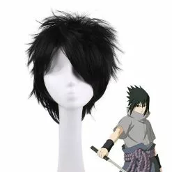 Cosplay Clans Anime Naruto Uchiha Sasuke Short Black Curly Cosplay Wigs