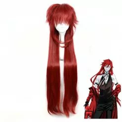 Cosplay Clans Anime Black Butler Grell Sutcliff Long Dark Red Cosplay Wigs