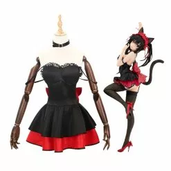 Cosplay Clans Anime Date A Live Kurumi Tokisaki Black Cat Maid Dress Cosplay Costume