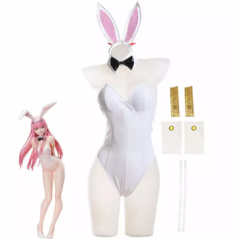 Cosplay Clans Anime DARLING In The FRANXX 02 Zero Two Bunny Girl White Cosplay Costumes 3 Cosplay Clans Anime DARLING In The FRANXX 02 Zero Two Bunny Girl White Cosplay Costumes