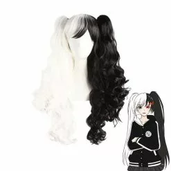 Cosplay Clans Anime Danganronpa: Trigger Happy Havoc Monokuma Black And White Bear Double Ponytail Long Curly Cosplay Wigs