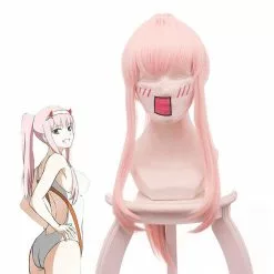 Cosplay Clans Anime DARLING In The FRANXX 02 Zero Two 65cm Long Pink Ponytail Cosplay Wigs