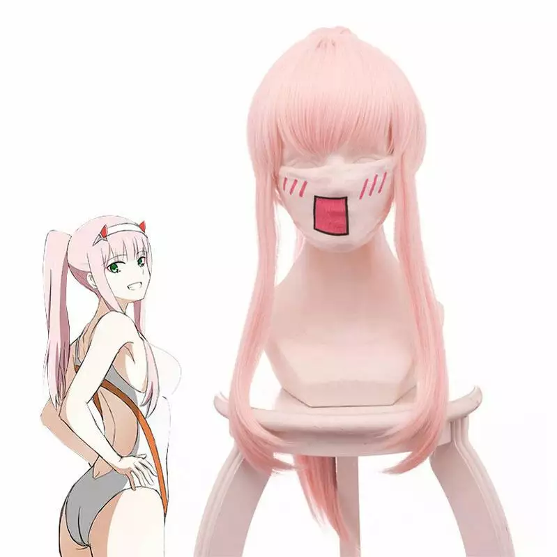 Cosplay Clans Anime DARLING In The FRANXX 02 Zero Two 65cm Long Pink Ponytail Cosplay Wigs 3 Cosplay Clans Anime DARLING In The FRANXX 02 Zero Two 65cm Long Pink Ponytail Cosplay Wigs