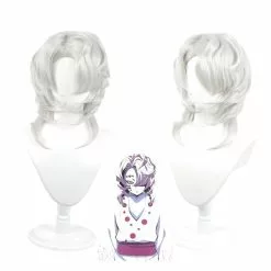 Cosplay Clans Anime Demon Slayer Kimetsu No Yaiba Rui Silver Curly Long Cosplay Wigs