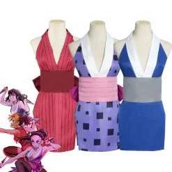 Cosplay Clans Anime Demon Slayer Kimetsu No Yaiba Makio Suma Hinatsuru Slit Skirt Cosplay Costumes