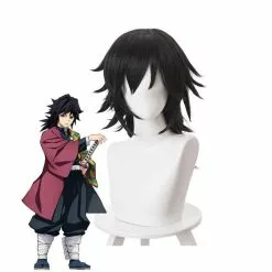 Cosplay Clans Anime Demon Slayer Kimetsu No Yaiba Tomioka Giyuu Long Straight Black Cosplay Wigs