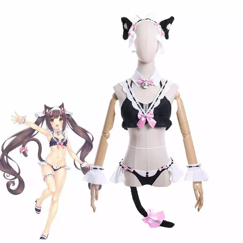Cosplay Clans Anime Nekopara Chocola Vanilla Maid Swimsuit Halloween Cosplay Costumes 4 Cosplay Clans Anime Nekopara Chocola Vanilla Maid Swimsuit Halloween Cosplay Costumes - Image 2