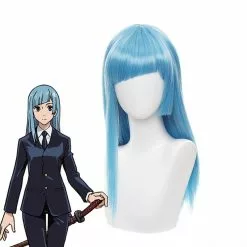 Cosplay Clans Anime Jujutsu Kaisen Kasumi Miwa Long Blue Cosplay Wigs