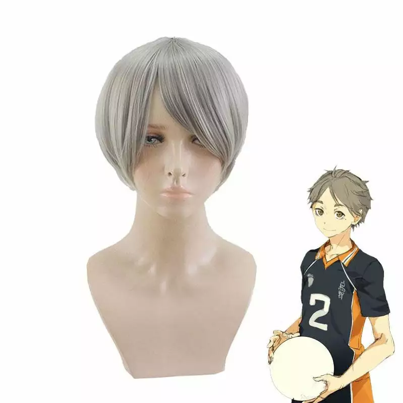Cosplay Clans Anime Haikyuu Sugawara Koushi Short Gray Cosplay Wigs 3 Cosplay Clans Anime Haikyuu Sugawara Koushi Short Gray Cosplay Wigs
