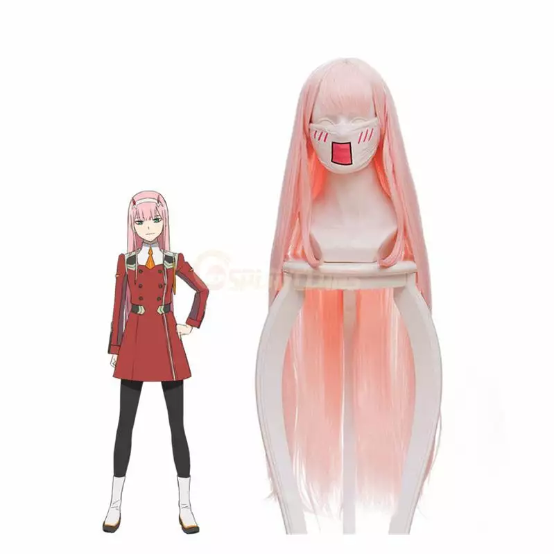 Cosplay Clans Anime DARLING In The FRANXX 02 Zero Two 100cm Long Pink Straight Cosplay Wigs 3 Cosplay Clans Anime DARLING In The FRANXX 02 Zero Two 100cm Long Pink Straight Cosplay Wigs