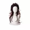 Cosplay Clans Anime Demon Slayer Kimetsu No Yaiba Tanjirou Kamado Red Mix Black Long Ponytail Cosplay Wigs