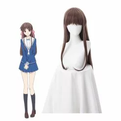 Cosplay Clans Anime Fruits Basket Tohru Honda 85cm Long Straight Brown Bangs Cosplay Wigs