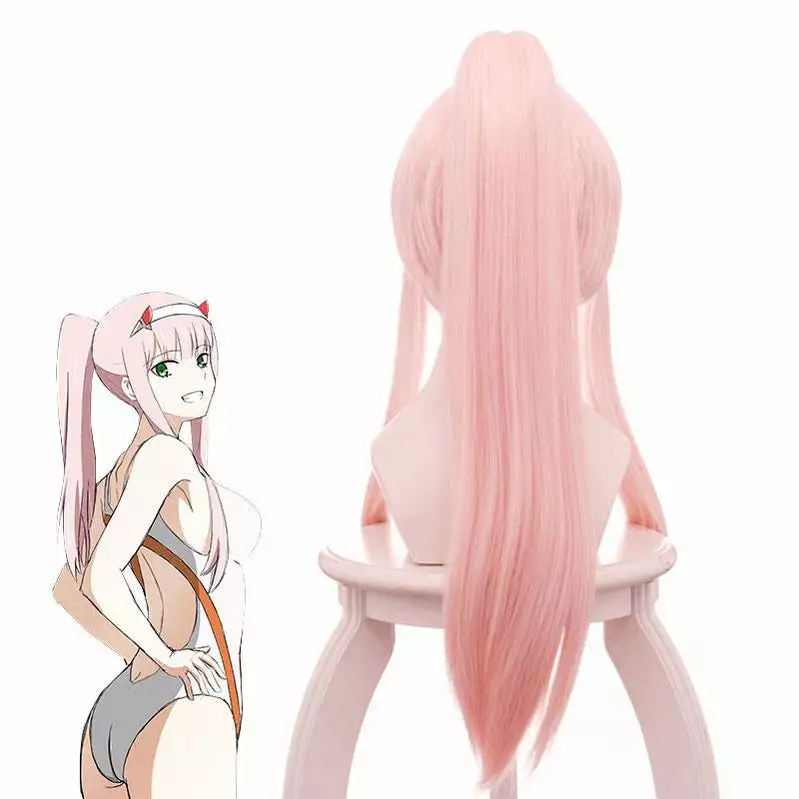 Cosplay Clans Anime DARLING In The FRANXX 02 Zero Two 65cm Long Pink Ponytail Cosplay Wigs 5 Cosplay Clans Anime DARLING In The FRANXX 02 Zero Two 65cm Long Pink Ponytail Cosplay Wigs - Image 3