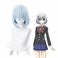 Cosplay Clans Anime Date A Live Origami Tobiichi Short Light Blue Cosplay Wigs