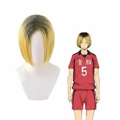 Cosplay Clans Anime Haikyuu Kozume Kenma Short Black Fade Blond Cosplay Wigs