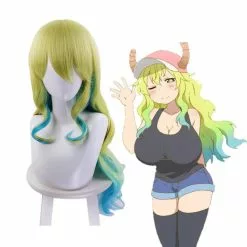 Cosplay Clans Anime Miss Kobayashi's Dragon Maid Lucoa Long Wavy Mixed Green Cosplay Wigs