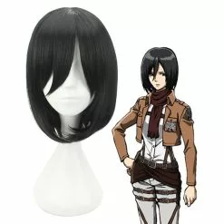 Cosplay Clans Anime Attack On Titan Mikasa Ackerman Short Black Cosplay Wigs
