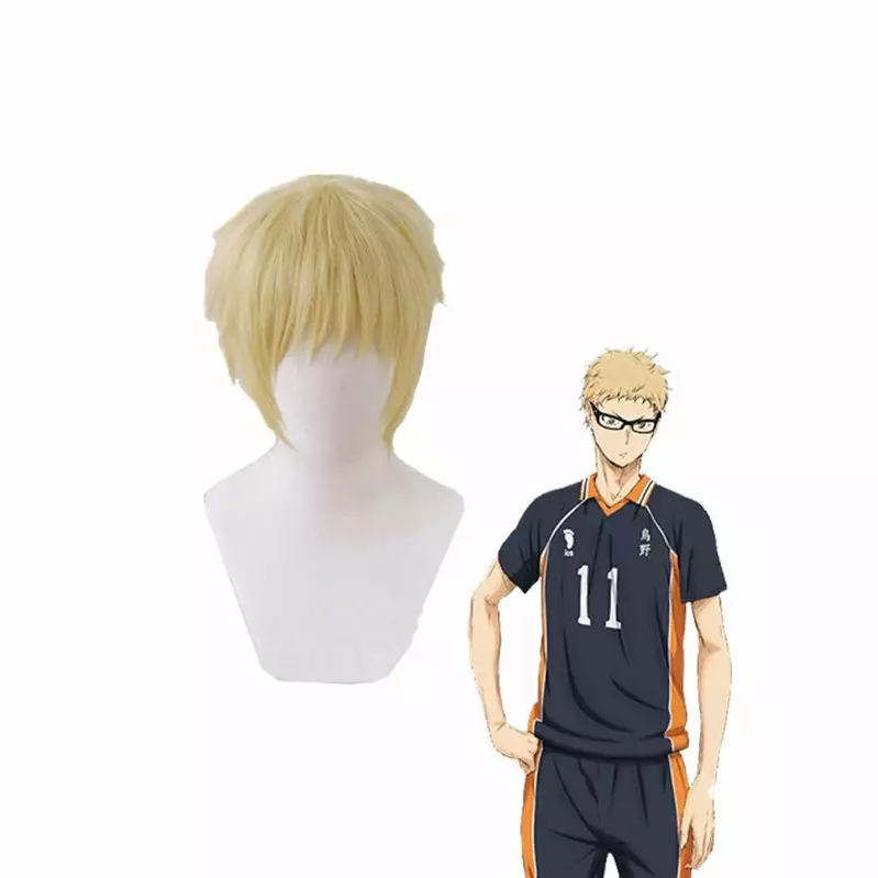 Cosplay Clans Anime Haikyuu Kei Tsukishima Short Blond Cosplay Wigs 3 Cosplay Clans Anime Haikyuu Kei Tsukishima Short Blond Cosplay Wigs