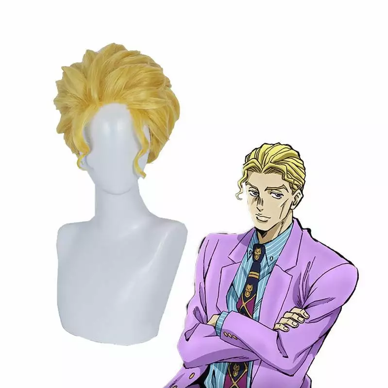 Cosplay Clans Anime JoJo's Bizarre Adventure Diamond Is Unbreakable Yoshikage Kira Short Blond Cosplay Wigs 3 Cosplay Clans Anime JoJo's Bizarre Adventure Diamond Is Unbreakable Yoshikage Kira Short Blond Cosplay Wigs