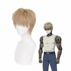 Cosplay Clans Anime One Punch Man Genos Demon Cyborg Short Khaki Cosplay Wigs