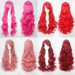 Cosplay Clans Women Wavy Sweet 80cm Long Pink Red Orange Red Lolita Fashion Wigs With Bangs