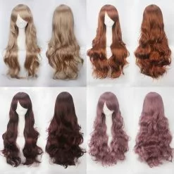 Cosplay Clans Women Wavy Sweet 80cm Long Brown Lolita Fashion Wigs With Bangs