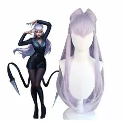 Cosplay Clans Game LOL KDA The Baddest Evelynn 80cm Long Light Purple Cosplay Wigs