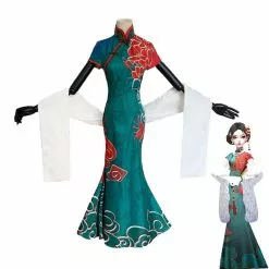 Cosplay Clans Game Identity V Crimson Michiko Thirteen Niang Green Cheongsam Dress Halloween Cosplay Costumes