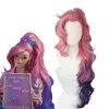 Cosplay Clans LOL Seraphine Cosplay Wig 100cm Long Ponytail Pink Gradient Purple Wavy Wigs