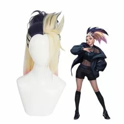 Cosplay Clans LOL KDA The Baddest Akali Blue Blonde Ponytail Cosplay Wigs