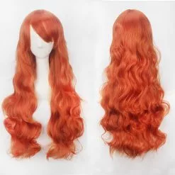 Cosplay Clans Women Wavy Sweet 80cm Long Orange Lolita Fashion Wigs With Bangs