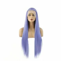 Cosplay Clans 60cm Women Lace Front Wigs Long Straight Dark Blue Cosplay Wigs