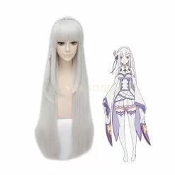 Cosplay Clans Anime Re:Zero Starting Life In Another World Emilia Long Straight Silver Cosplay Wigs