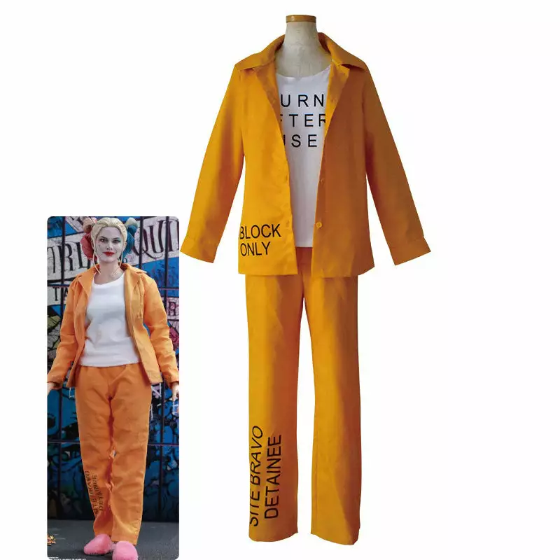 Cosplay Clans The Suicide Squad Harley Quinn Prison Suit Cosplay Costumes 3 Cosplay Clans The Suicide Squad Harley Quinn Prison Suit Cosplay Costumes