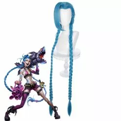 Cosplay Clans Game LOL Arcane Jinx Long Blue Bunches Cosplay Wigs