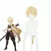 Cosplay Clans Game Genshin Impact Traveler Aether Blonde Ponytail Cosplay Wigs