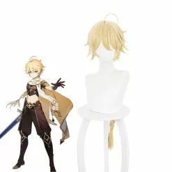 Cosplay Clans Game Genshin Impact Traveler Aether Blonde Ponytail Cosplay Wigs