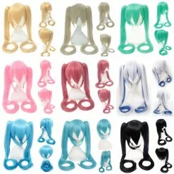 Cosplay Clans Anime VOCALOID Hatsune Miku 120cm Long Straight Double Ponytail Multicolor Bangs Cosplay Wigs