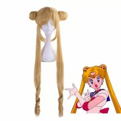 Cosplay Clans Anime Sailor Moon Tsukino Usagi Long Straight Double Braids Blonde Cosplay Wigs