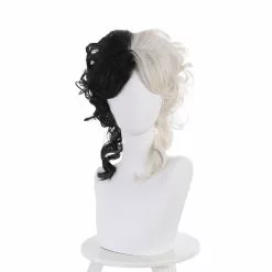 Cosplay Clans Movie Cruella Cruella De Vil Black White Center Bangs Curly Cosplay Wigs