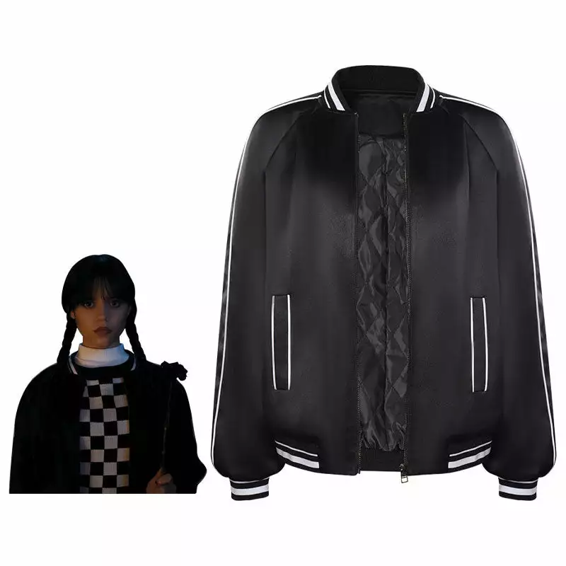 Cosplay Clans The Addams Family Wednesday Addams Baseball Jersey Cosplay Costumes 3 Cosplay Clans The Addams Family Wednesday Addams Baseball Jersey Cosplay Costumes