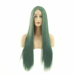 Cosplay Clans 60cm Women Lace Front Wigs Long Straight Dark Green Cosplay Wigs