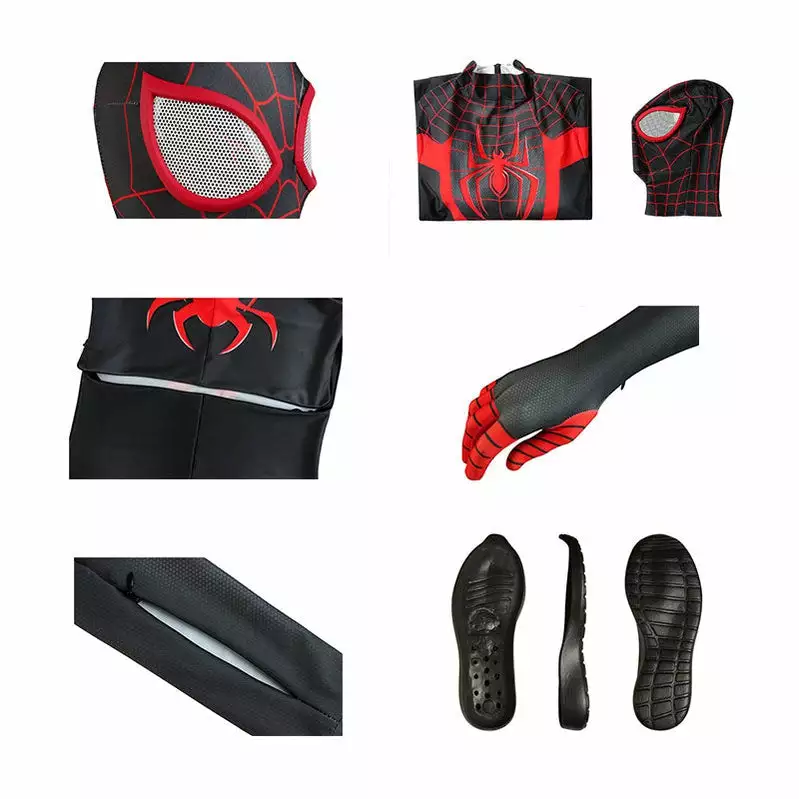 Cosplay Clans Movie Spider-Man: Into The Spider-Verse Miles Morales Spiderman Elastic Force Jumpsuit Cosplay Costume With Free Headgear 8 Cosplay Clans Movie Spider-Man: Into The Spider-Verse Miles Morales Spiderman Elastic Force Jumpsuit Cosplay Costume With Free Headgear - Image 6