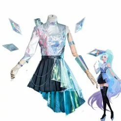 Cosplay Clans Game LOL KDA All Out Seraphine Superstar Fullset Cosplay Costumes With Wing Props
