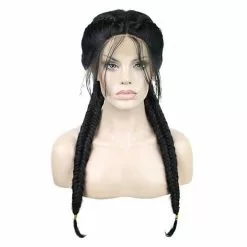 Cosplay Clans Women Lace Front Wigs Long Black Fishtail Braids Cosplay Wigs